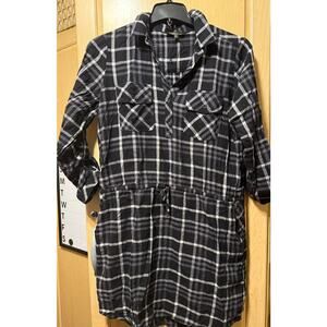 Dalia Womens Long Sleeve Tie Waist‎ Dress, Black & White, Ultra Soft, Size XL